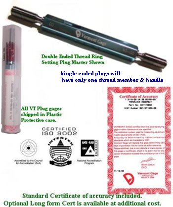 5-40 UNC Left Hand Thread 2A STEEL NoGo Ring Gage Master Setting Plug Member (no Handle) - Click to zoom in